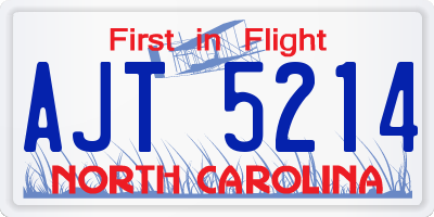 NC license plate AJT5214