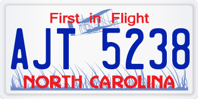 NC license plate AJT5238