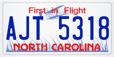 NC license plate AJT5318