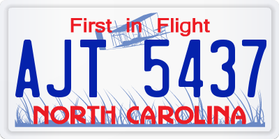 NC license plate AJT5437
