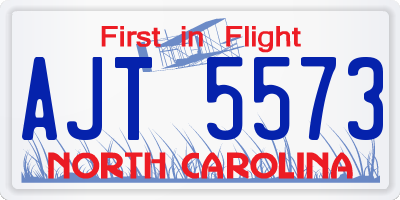 NC license plate AJT5573