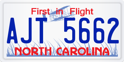 NC license plate AJT5662