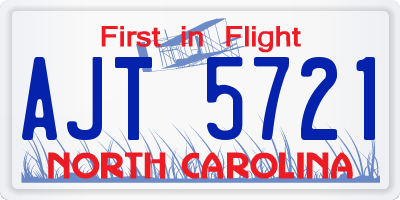 NC license plate AJT5721