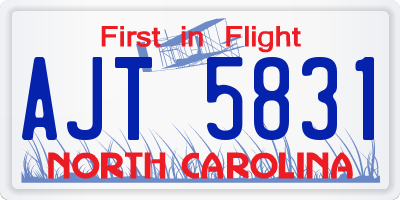 NC license plate AJT5831