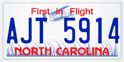 NC license plate AJT5914