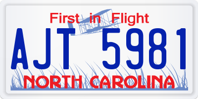 NC license plate AJT5981