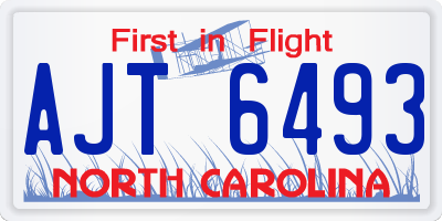 NC license plate AJT6493