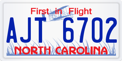 NC license plate AJT6702