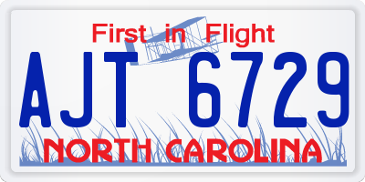 NC license plate AJT6729