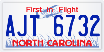 NC license plate AJT6732