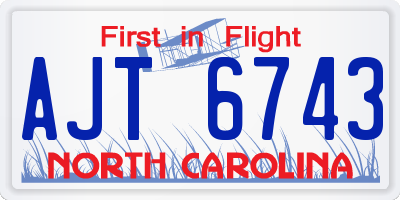 NC license plate AJT6743