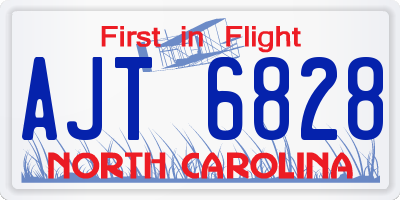 NC license plate AJT6828