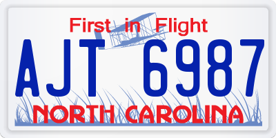 NC license plate AJT6987