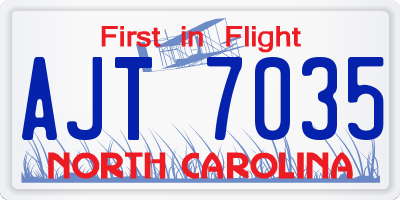 NC license plate AJT7035