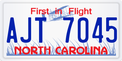 NC license plate AJT7045
