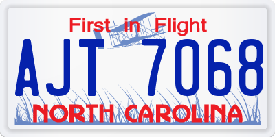 NC license plate AJT7068