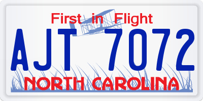 NC license plate AJT7072