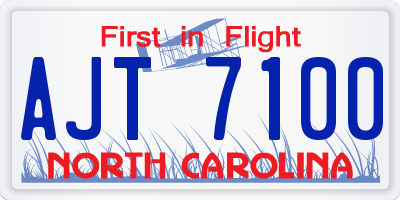 NC license plate AJT7100