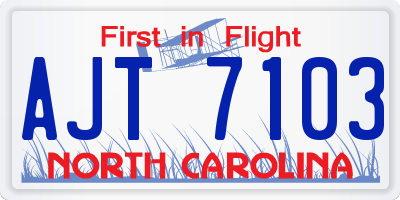 NC license plate AJT7103