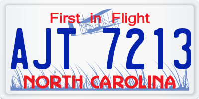 NC license plate AJT7213