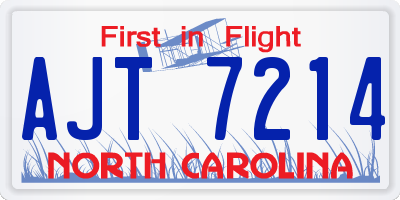 NC license plate AJT7214