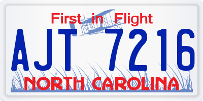 NC license plate AJT7216