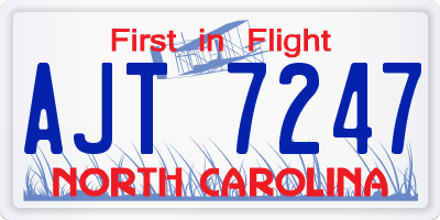 NC license plate AJT7247