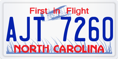 NC license plate AJT7260