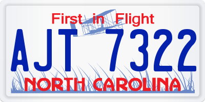 NC license plate AJT7322