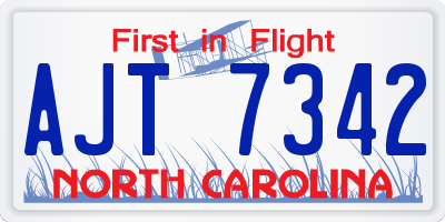 NC license plate AJT7342