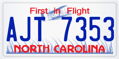 NC license plate AJT7353
