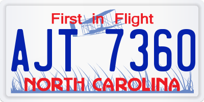 NC license plate AJT7360