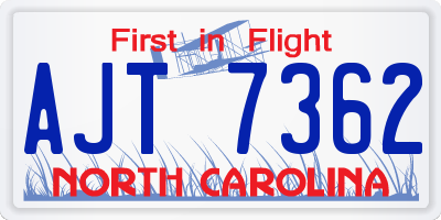 NC license plate AJT7362
