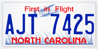 NC license plate AJT7425
