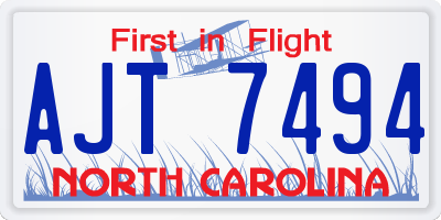 NC license plate AJT7494