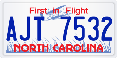 NC license plate AJT7532