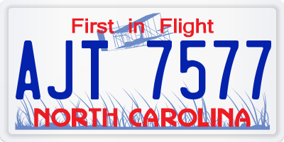 NC license plate AJT7577