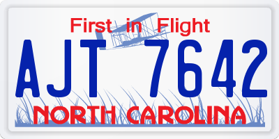 NC license plate AJT7642