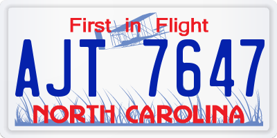 NC license plate AJT7647