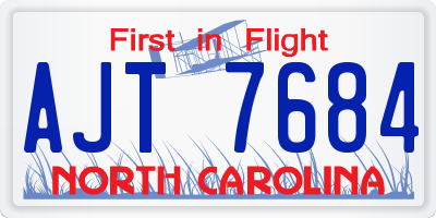 NC license plate AJT7684