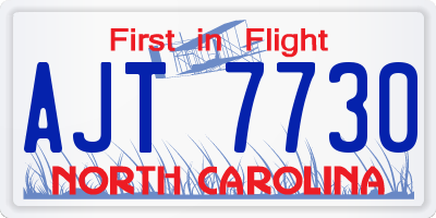 NC license plate AJT7730
