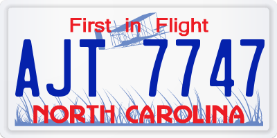 NC license plate AJT7747
