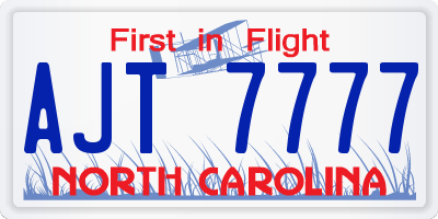 NC license plate AJT7777