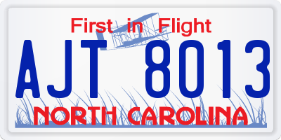 NC license plate AJT8013
