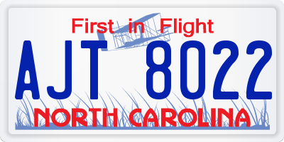 NC license plate AJT8022
