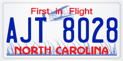 NC license plate AJT8028