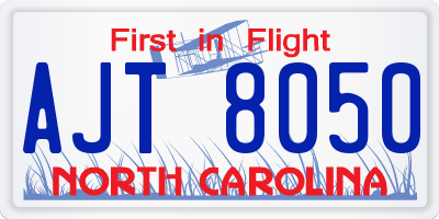 NC license plate AJT8050