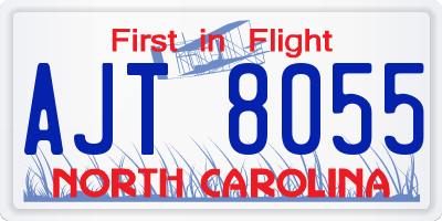 NC license plate AJT8055