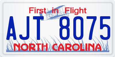 NC license plate AJT8075