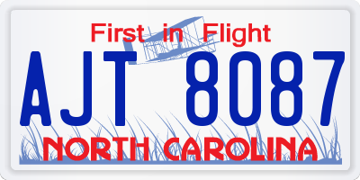 NC license plate AJT8087